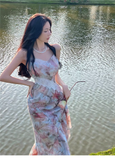 New Fashion Elegant Floral Design Mermaid Spaghetti Strap Dress HZ1024