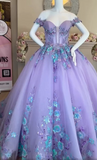 Vintage Lilac Sequin Sweetheart Off-the-shoulder Sweet 16 Quinceanera A-Line Floor-length Prom Dress Birthday Dress Evening Dress Ball Gown HZ1024