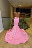 Vintage Pink Mermaid Prom Dress Sparkling Beaded Evening Gown Party Dress Long Formal Dress HZ1024