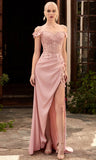Vintage Beaded Sheath Prom Dress Off-the-shoulder Evening Dress High Slit Long Formal Dress HZ1024