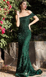 Vintage Shiny Beaded Mermaid Prom Dress One Shoulder Evening Dress Long Formal Dress HZ1024