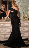 Vintage Shiny Beaded Mermaid Prom Dress One Shoulder Evening Dress Long Formal Dress HZ1024