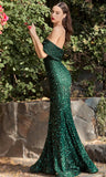 Vintage Shiny Beaded Mermaid Prom Dress One Shoulder Evening Dress Long Formal Dress HZ1024