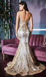 Vintage Shiny Beaded Mermaid Prom Dress V-neck Spaghetti Strap Evening Dress Long Formal Dress HZ1024
