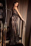 Vintage Shiny Beaded Mermaid Prom Dress V-neck Spaghetti Strap Evening Dress Long Formal Dress HZ1024