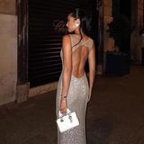 Enchanting Silvery Glittering Sequin Mermaid Long Prom Dress Evening Dress HZ1024