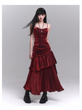Vintage Fashion Red Spaghetti Strap Dress HZ1024