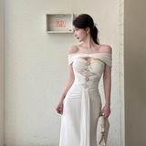 Gorgeous Ivory Off-the-shoulder Sweetheart Applique Beaded Mermaid Long Prom Dress Evening Dress HZ1024