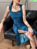 New Stylish Design Elegant Split Spaghetti Strap Dress HZ1024
