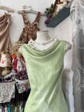 Gorgeous Light Green Cowl Neck Elegant Mermaid Long Evening Dress Prom Dresses HZ1024