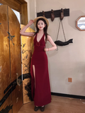 New Sexy Red Halter Dress Elegant Party Evening Dress HZ1024