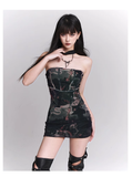 New Fashion Painting Pattern Design Sense Halter Dress HZ1024