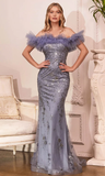 Vintage Beaded Mermaid Prom Dress Off-the-shoulder Evening Dress Long Formal Dress HZ1024