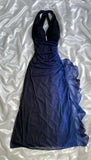 Vintage Gradient Navy Blue/Purple Exquisite Beaded Halter-neck Sheath Prom Dress Evening Dress HZ1024