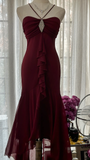 Elegant Burgundy Strapless Gorgeous Beaded Chiffon Evening Dress Prom Dress HZ1024