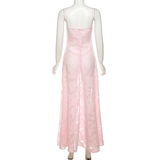 Vintage Pink Applique Spaghetti Strap Design A-line Party Dress HZ1024