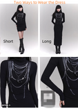 New fashion Dress Chain Design Black Turtleneck Knitted Base Long-sleeved Dress HZ1024
