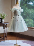 New Fashion 3D Flower Design A-line Off-the-shoulder Puffy Homecoming Dress HZ1024