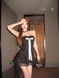 New Fashion Black Bow Design A-line Sleeveless Strapless Dress HZ1024