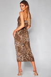 New Fashion Leopard Print Design A-line Spaghetti Strap Women Party Dress HZ1024