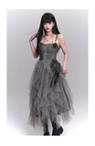 Simple Fashion Gray Rose Flower Design Women Spaghetti Strap Dress HZ1024