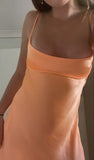 Cute Orange Satin Spaghetti Strap Sheath Short Party Dress Cocktail Dress Homecoming Dress HZ1024