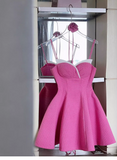 New Fashion Rose Pink Sweetheart Spaghetti Strap Design A-line Party Dresses Homecoming Dresses, HZ1024