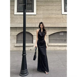 New French Bllack Sexy Elegant Halter Dress HZ1024