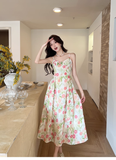 New Fashion Floral Design A-line Sleeveless Spaghetti Strap Dress HZ1024