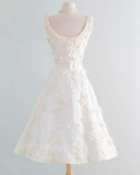 Vintage White 3D Grapes Applique Design A-Line Short Homecoming Dress Party Dress HZ1024