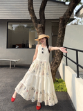 New Fashion Floral Design Beach Holiday A-line Sleeveless Vintage Dress HZ1024