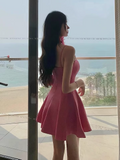 New Fashion Rose Pink Sweetheart Spaghetti Strap Design A-line Party Dresses Homecoming Dresses, HZ1024