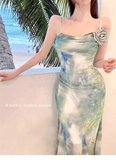 New Fashion Butterfly Design Short Sleeve Casual Spaghetti Strap Dress HZ1024