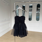 New Fashion Black Design A-line Sleeveless Spaghetti Strap Puffy Dress HZ1024