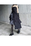 Women Fashion Black Irregular Spaghetti Strap Dress HZ1024