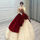 Unique Rose Design Strapless Sweet 16 Quinceanera A-Line Prom Dress Birthday Dress Evening Dress Ball Gown HZ1024