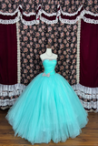Gorgeous Shiny Beaded Sweet 16 Quinceanera Strapless A-Line Floor-length Prom Dress Evening Dress Ball Gown HZ1024