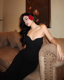 Chic Sheath Evening Gown Strapless Party Dress Ankle Length Formal Dress HZ1024