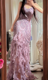 Vintage Purple Sparkling Strapless Design Elegant Chiffon Evening Dress Prom Dresses HZ1024