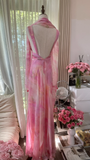 Retro Pink Sweetheart Floral Elegant Design A-line Romantic Chiffon Evening Dress Prom Dress HZ1024