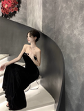 New Simple Design Black A-Line Elegant Women Strapless Dress HZ1024