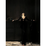 New Sexy V-neck Black Mermaid Long-sleeved Dress HZ1024