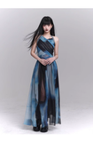 New Fashion Party Blue Chiffon Halter Dress HZ1024