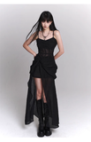 New Fashion Black Chiffon Spaghetti Strap Prom Dress Evening Dress HZ1024