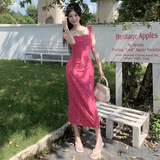 Women New Simple Fashion Slim-fit Spaghetti Strap Dress HZ1024