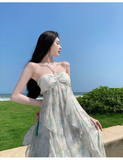 Simple Fashion Women Floaral Design Beach Holiday Halter Dress HZ1024