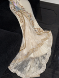 Sparkling Beige Beaded Sequined Design Elegant Mermaid Prom Dress Evening Dress HZ1024