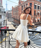 Fashion White Lace Design A-line Lace-up Party Dress Homecoming Dress HZ1024