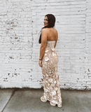 Simple 3D Floral Strapless Design A-line Tulle Women Dress HZ1024