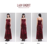 Chic New Design Red Velvet Women Spaghetti Strap Dress HZ1024